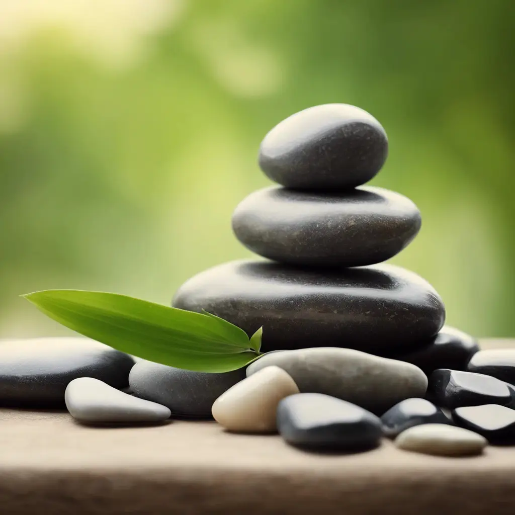 a soothing and calming image for a massage therapy website with stones